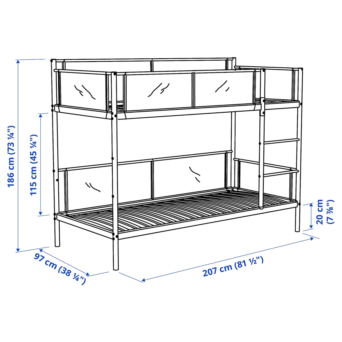 VITVAL bunk bed frame white/light grey - IKEA