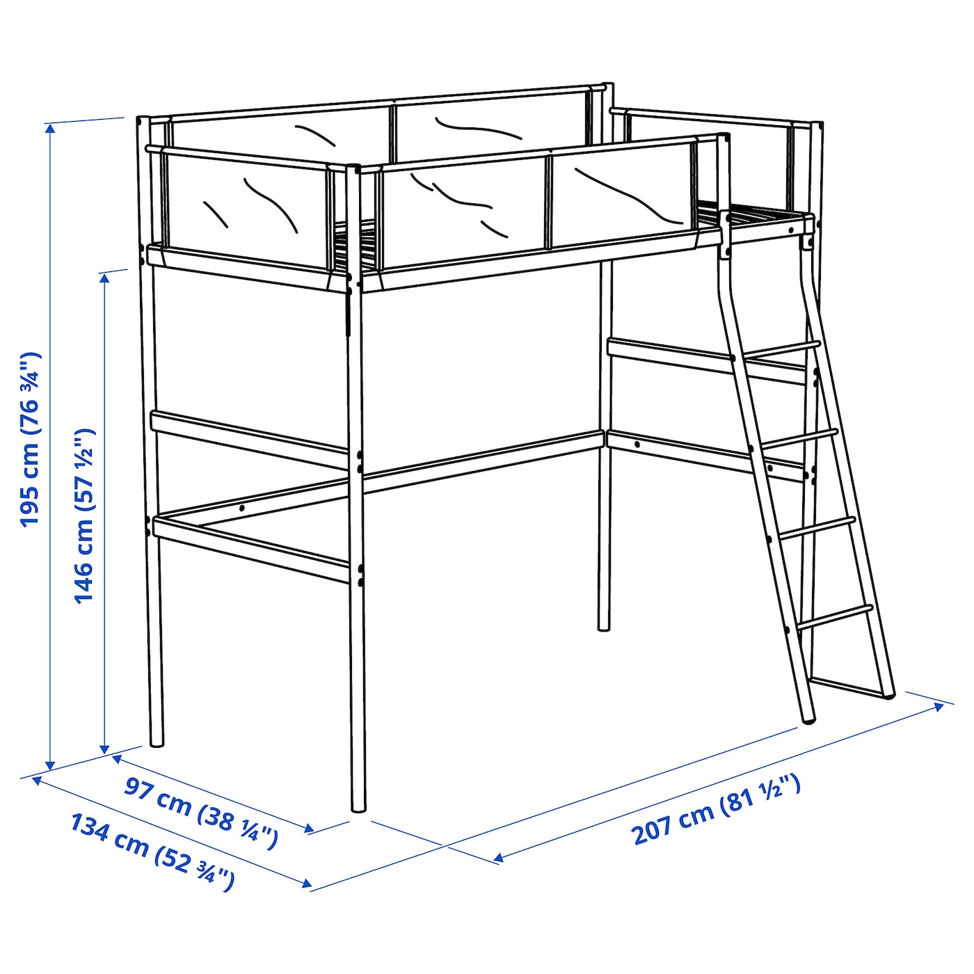 VITVAL loft bed frame white/light grey - IKEA