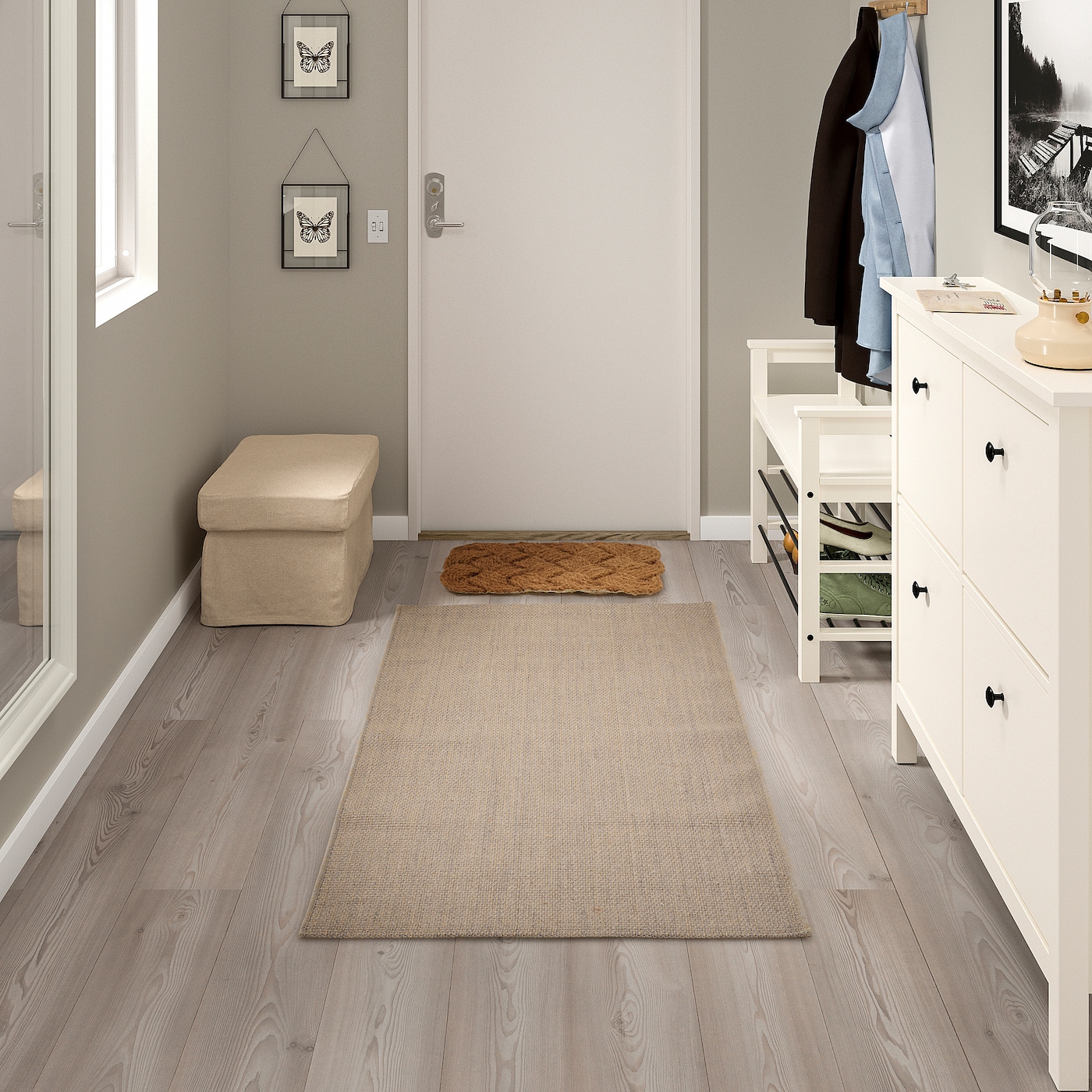 VODSKOV ヴォードスコヴ *1 個 VODSKOV rug, flatwoven natural/light grey - IKEA