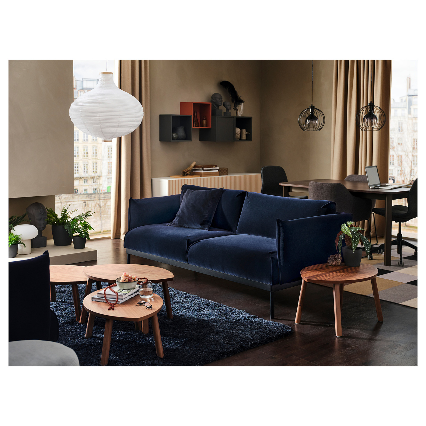 VOLLERSLEV rug, high pile dark blue - IKEA