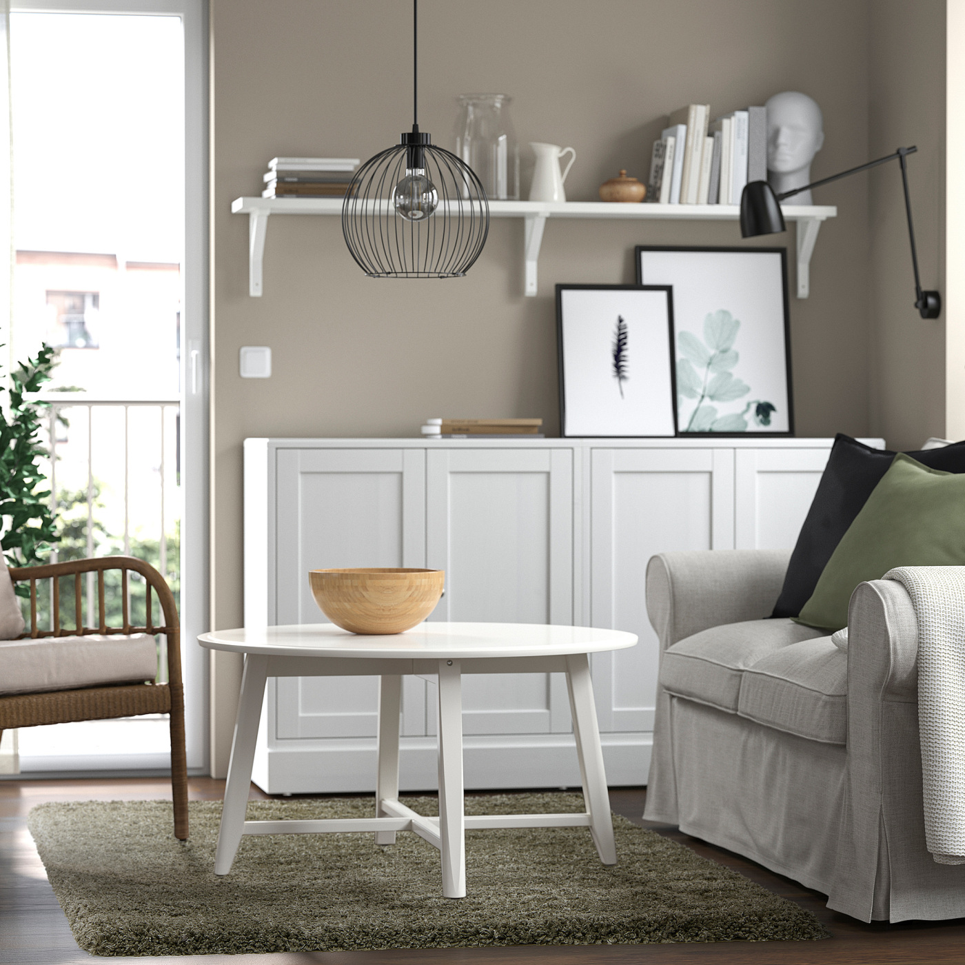 VOLLERSLEV rug, high pile grey-green - IKEA