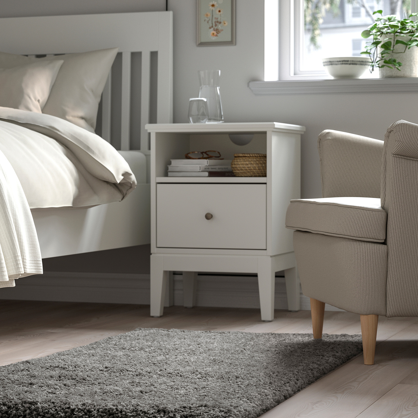 VOLLERSLEV rug, high pile light grey - IKEA