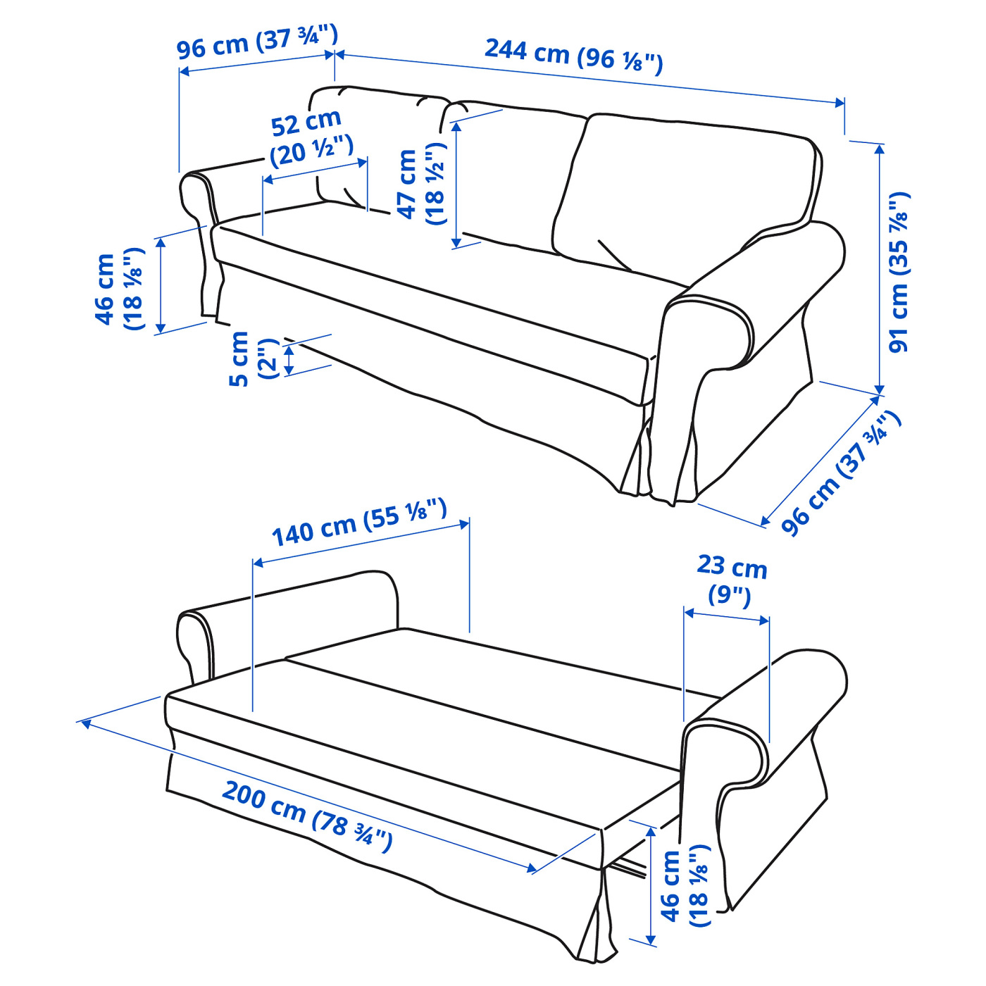 VRETSTORP 3-seat sofa-bed Hakebo dark grey - IKEA