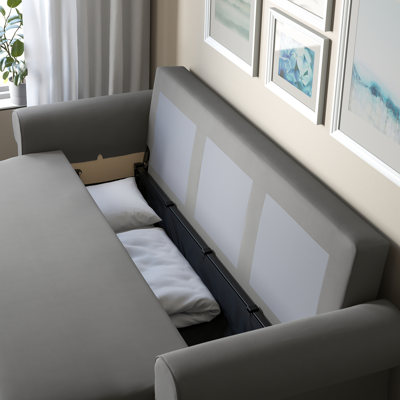 IKEA VRETSTORP 3人掛けソファ ベッド VRETSTORP 3-seat sofa-bed Hakebo dark grey - IKEA