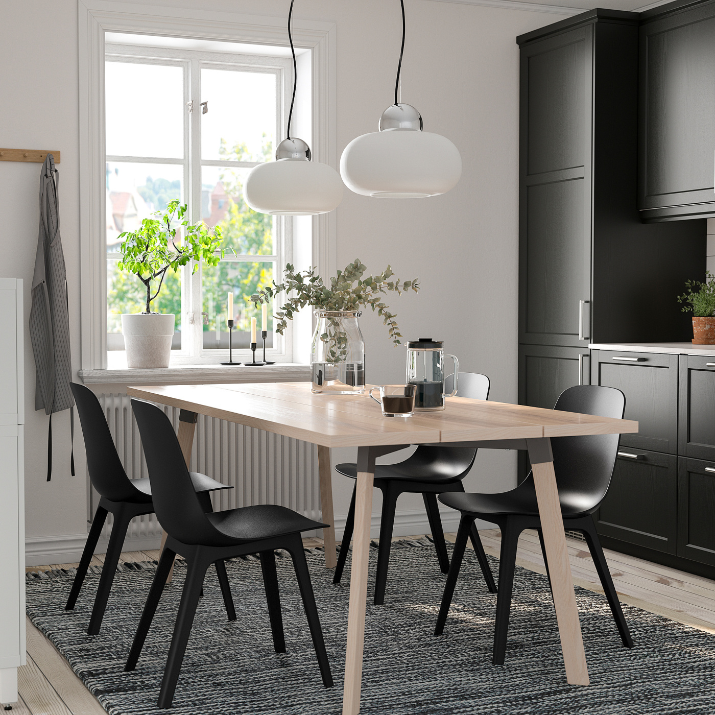 配送料込み IKEA YPPERLIG CHAIR 4脚スタッキング YPPERLIG / ODGER table and 4 chairs ash/anthracite - IKEA
