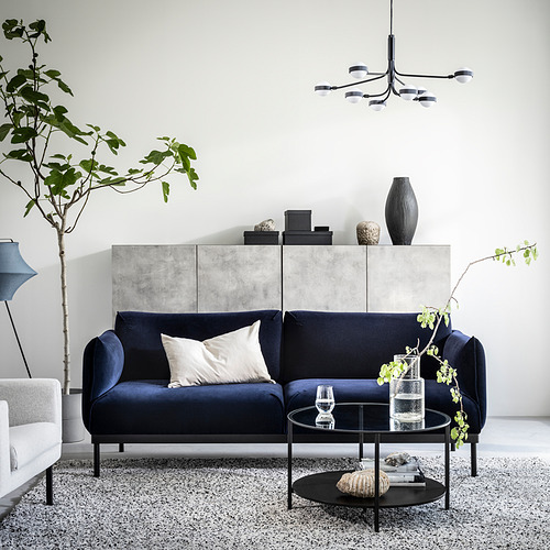 VOLLERSLEV rug, high pile dark blue - IKEA