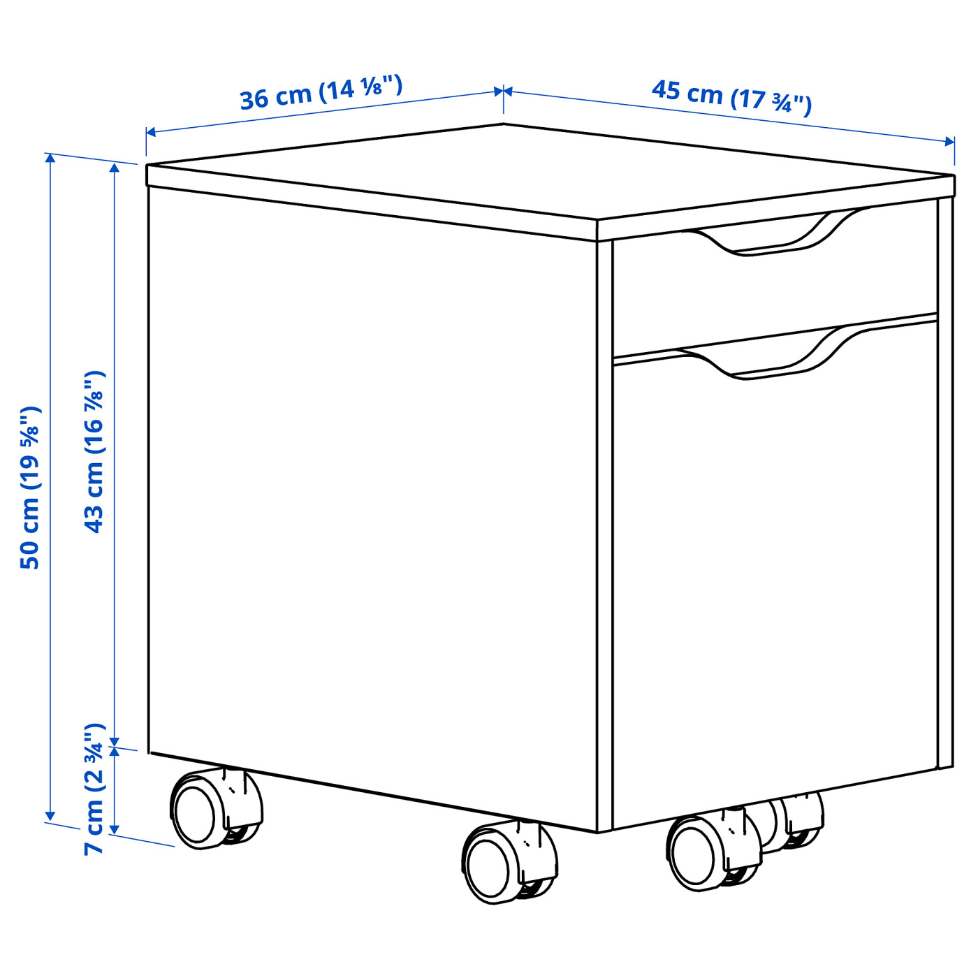 ALEX 阿来斯抽屉柜带脚轮着白色漆/仿橡木- IKEA