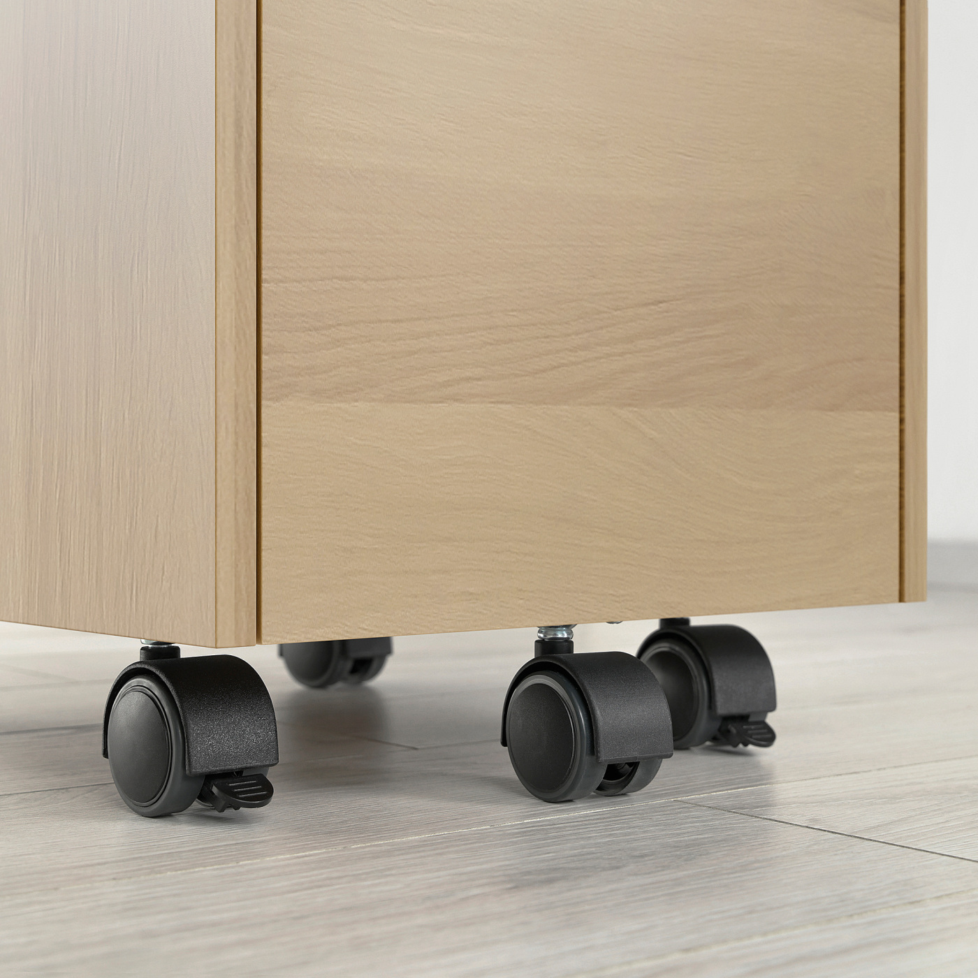 ALEX 阿来斯抽屉柜带脚轮着白色漆/仿橡木- IKEA