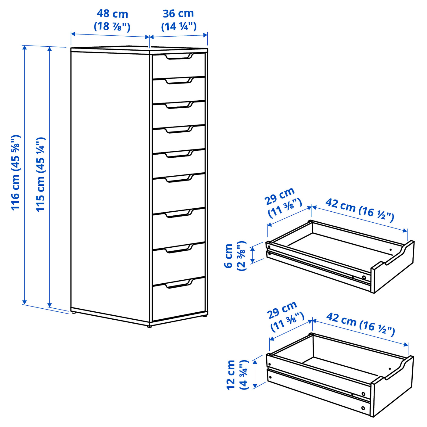 ALEX 阿来斯九屉柜着白色漆/仿橡木- IKEA