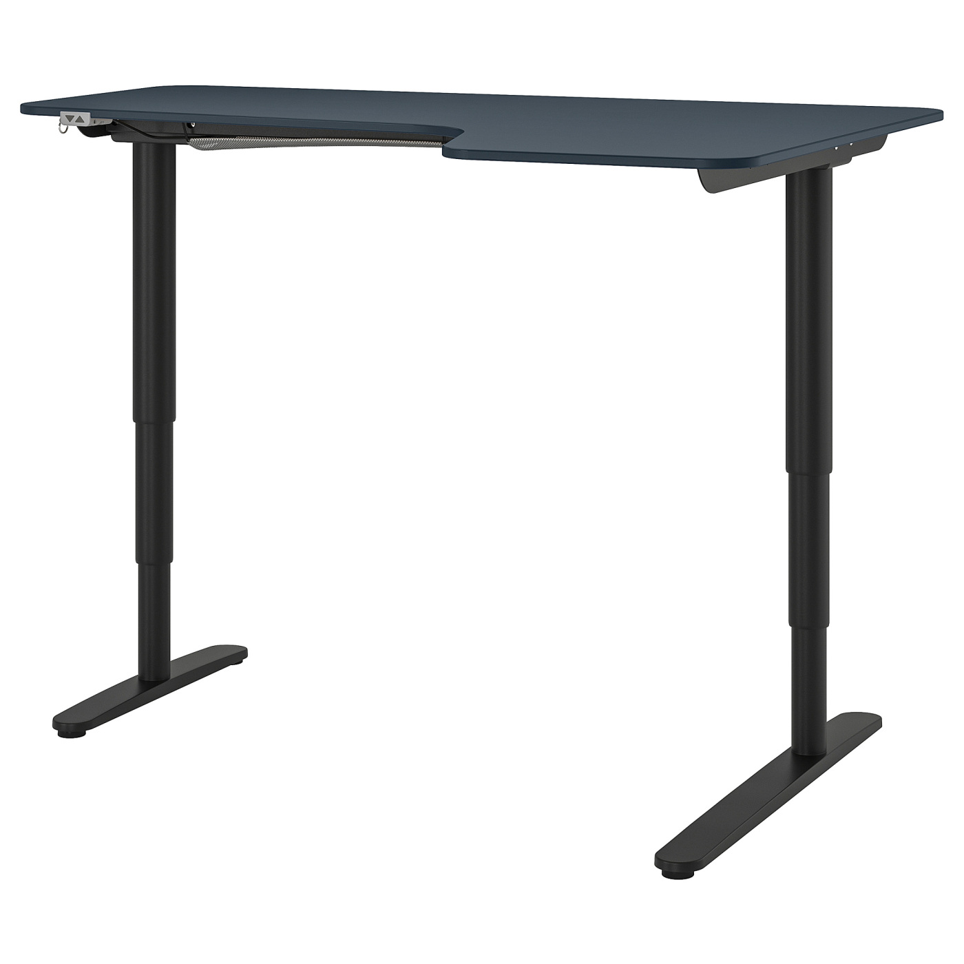 IKEA BEKANT *引取りならお値引き可* BEKANT 贝肯特坐/站两用式转角办公桌右油毡蓝色/黑色- IKEA
