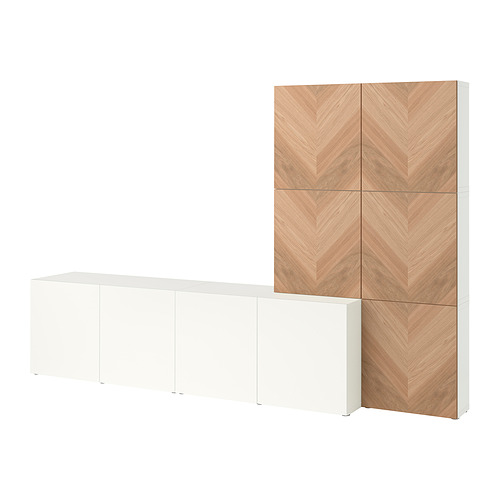 BESTÅ storage combination with doors white Lappviken/Hedeviken oak