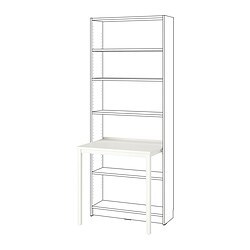 BILLY 毕利/ HÖGADAL 霍加达尔书柜带书桌白色/竹编- IKEA