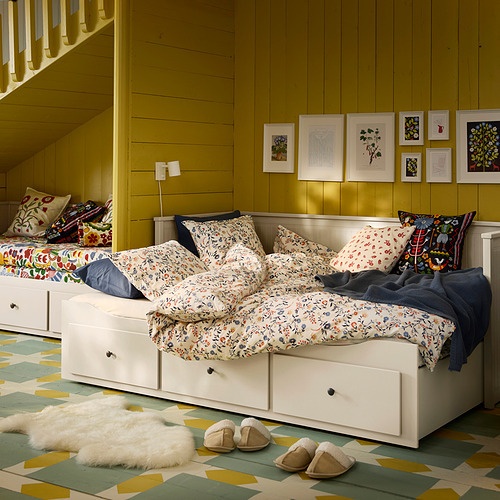 HEMNES day-bed frame with 3 drawers white - IKEA