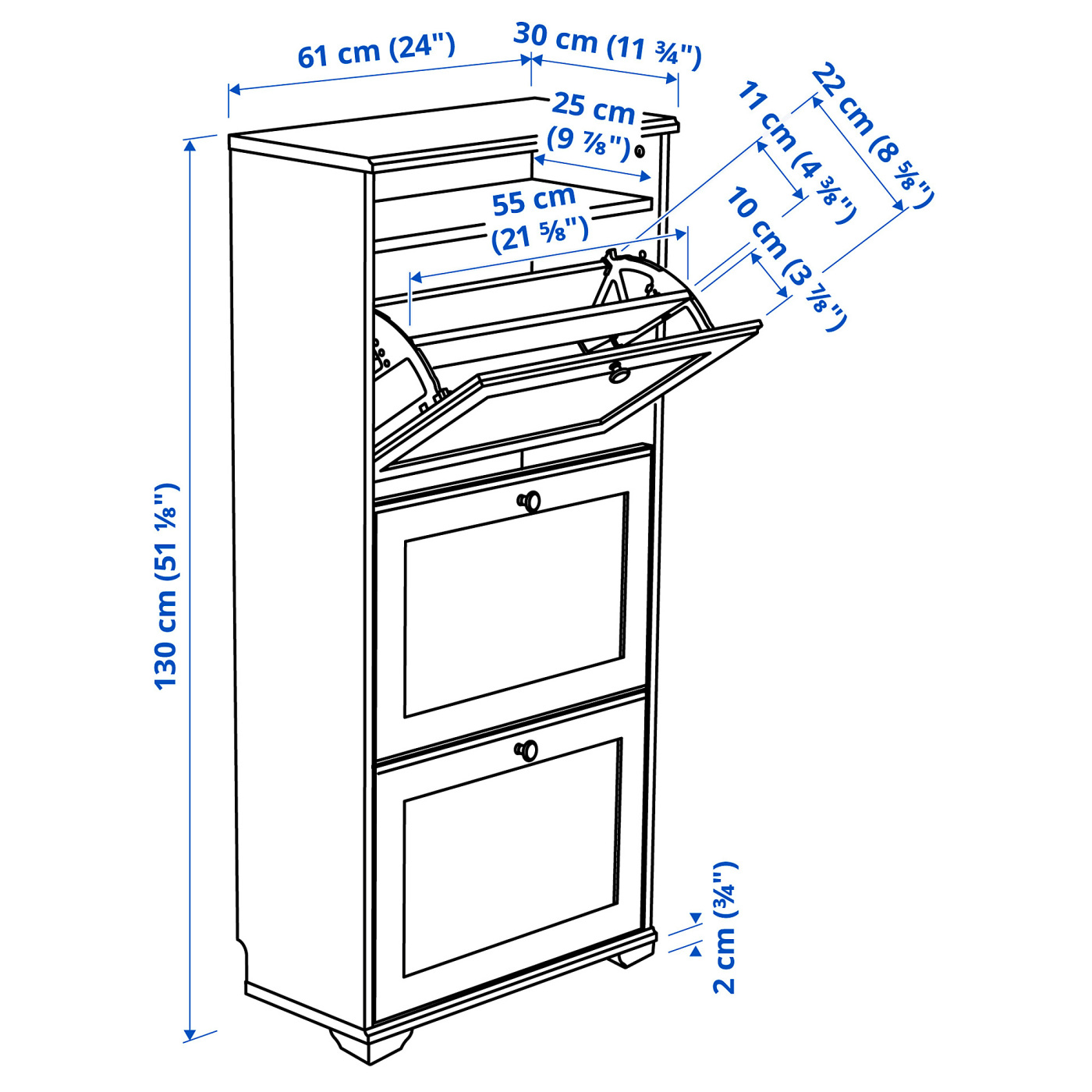 brusali 布鲁萨里 三门鞋柜 白色 - ikea
