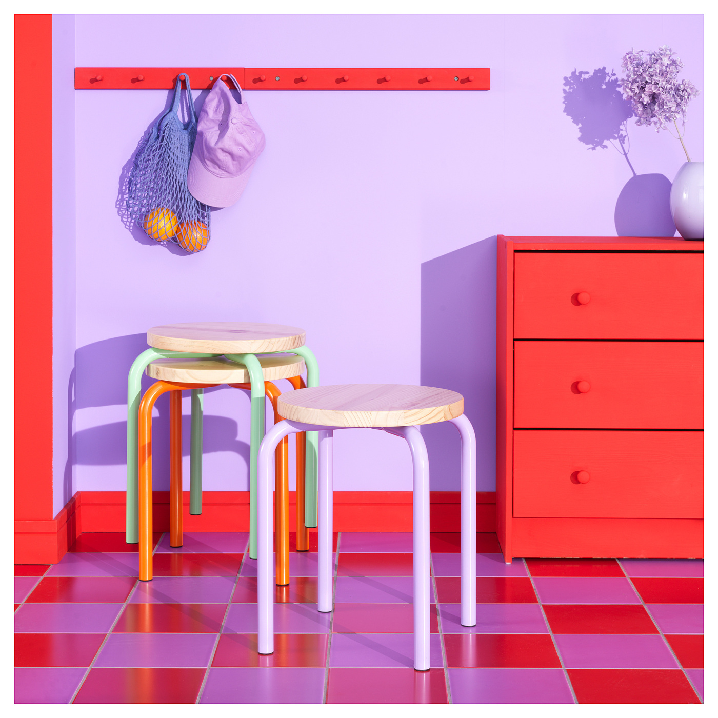 DOMSTEN 多姆斯坦凳淡紫色/松木- IKEA