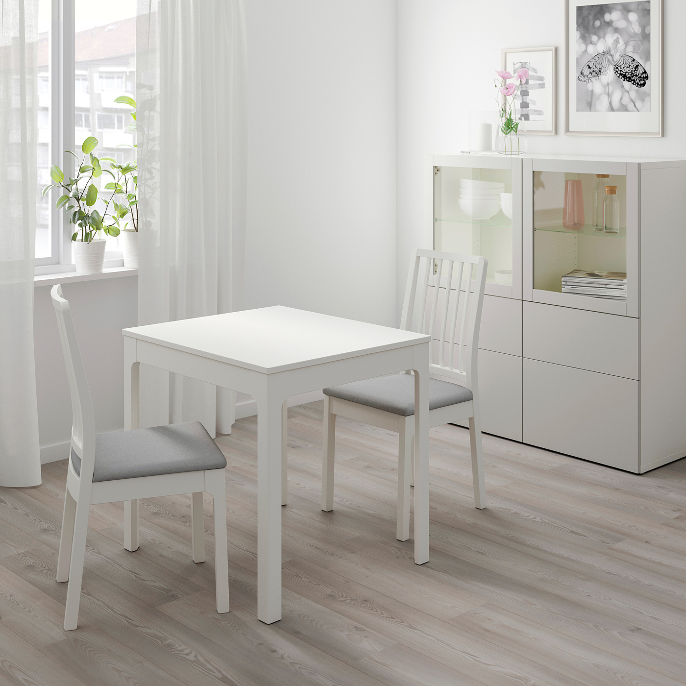 EKEDALEN 伊克多兰/ EKEDALEN 伊克多兰一桌二椅白色/欧斯塔淡灰色- IKEA