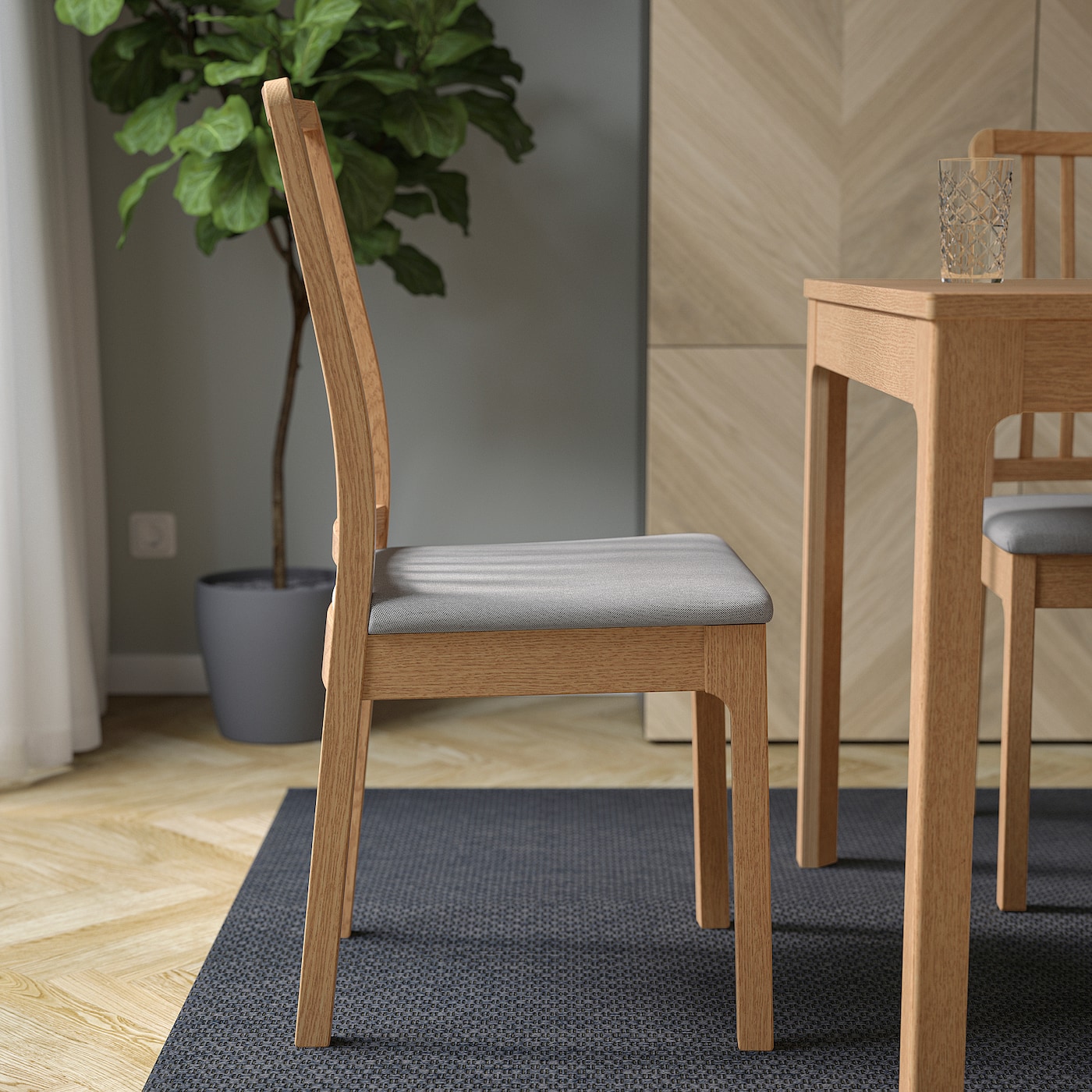 IKEA　ダイニングチェア　EKEDALEN EKEDALEN エーケダーレン チェア, オーク調/オッルスタ ライト