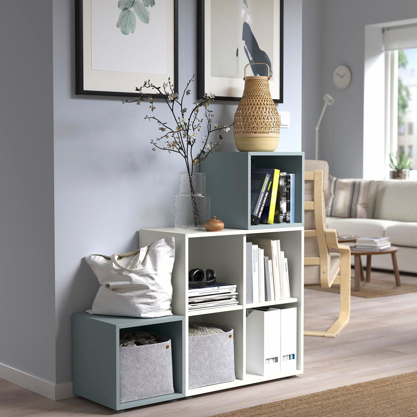 EKET 伊克特带支脚橱柜组合白色/淡蓝灰色- IKEA