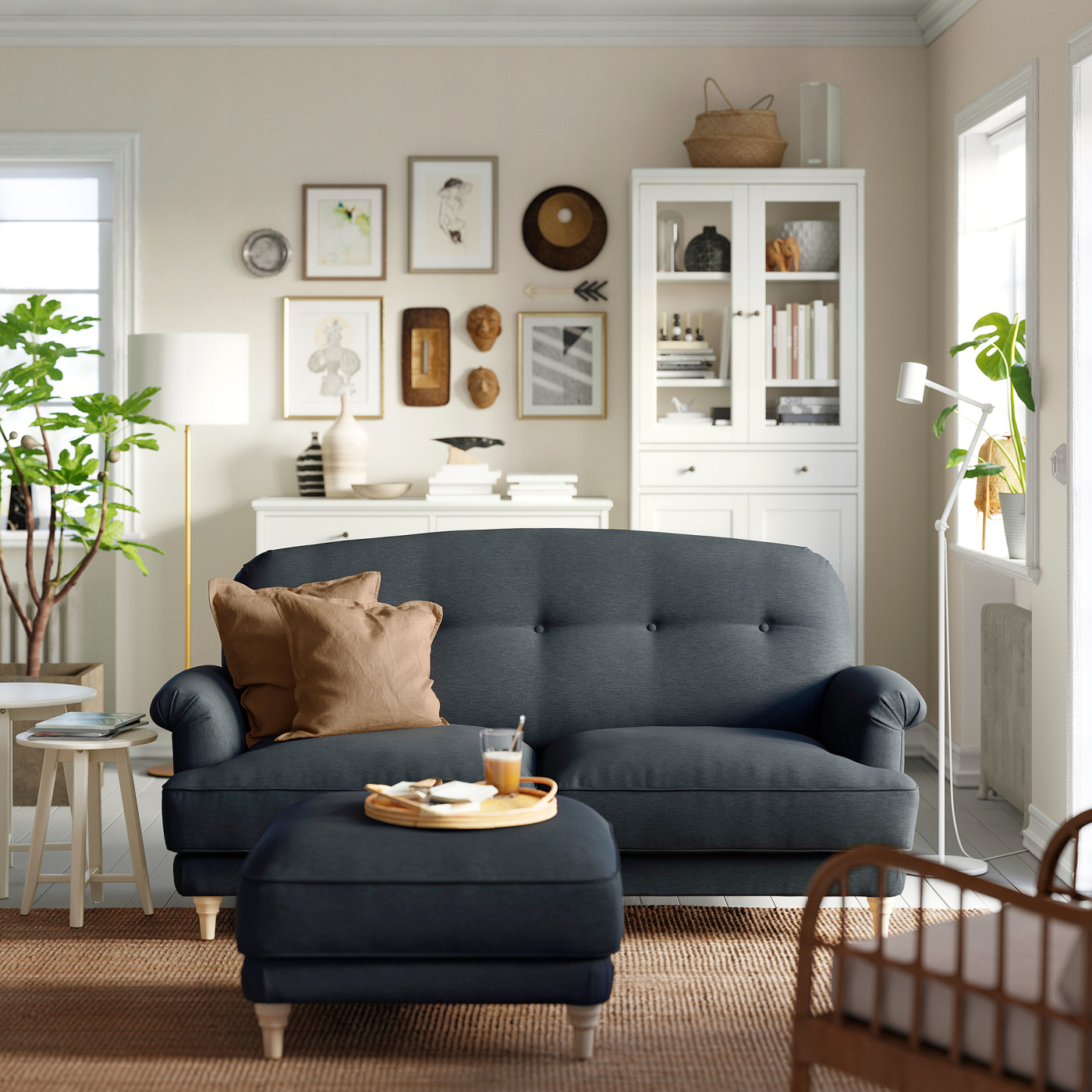 ESSEBODA 艾斯波达双人沙发克耐贝克/煤黑色桦木- IKEA