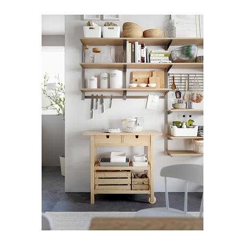 iKEA 廃盤FORHOJA 木製 5連 引き出し 収納ラック ナチュラル FÖRHÖJA kitchen trolley birch - IKEA