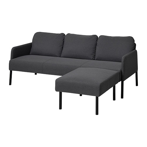 LINANÄS 利那斯三人沙发带贵妃椅/威索尔深灰色- IKEA