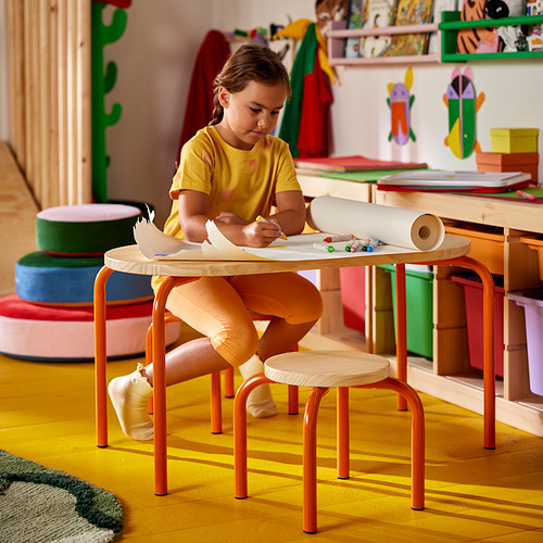 GREJSIMOJS children's stool wood/orange - IKEA