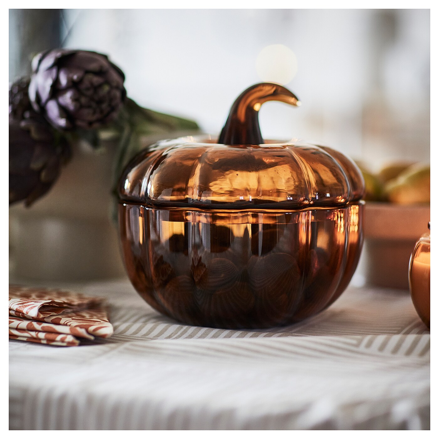 HÖSTAGILLE 赫斯塔吉尔附盖装饰碗黄褐色- IKEA