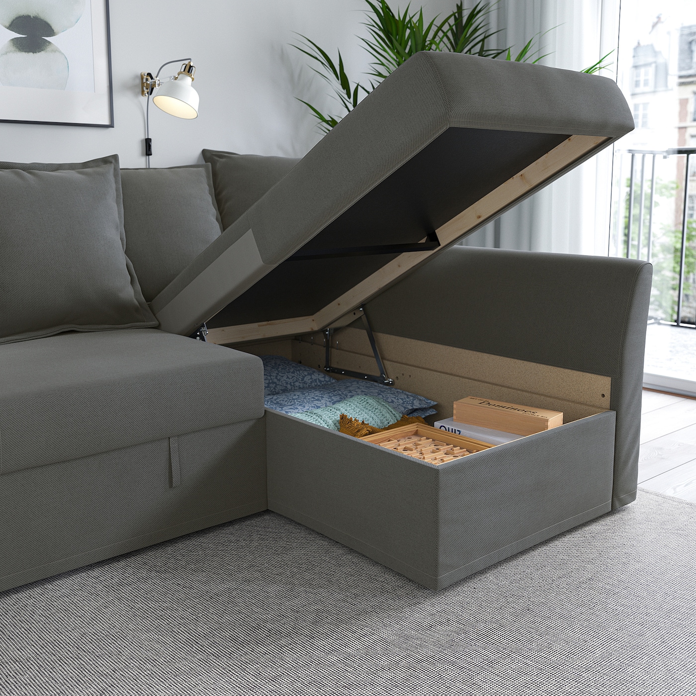 HOLMSUND 霍姆桑德转角沙发床布古达深灰色- IKEA