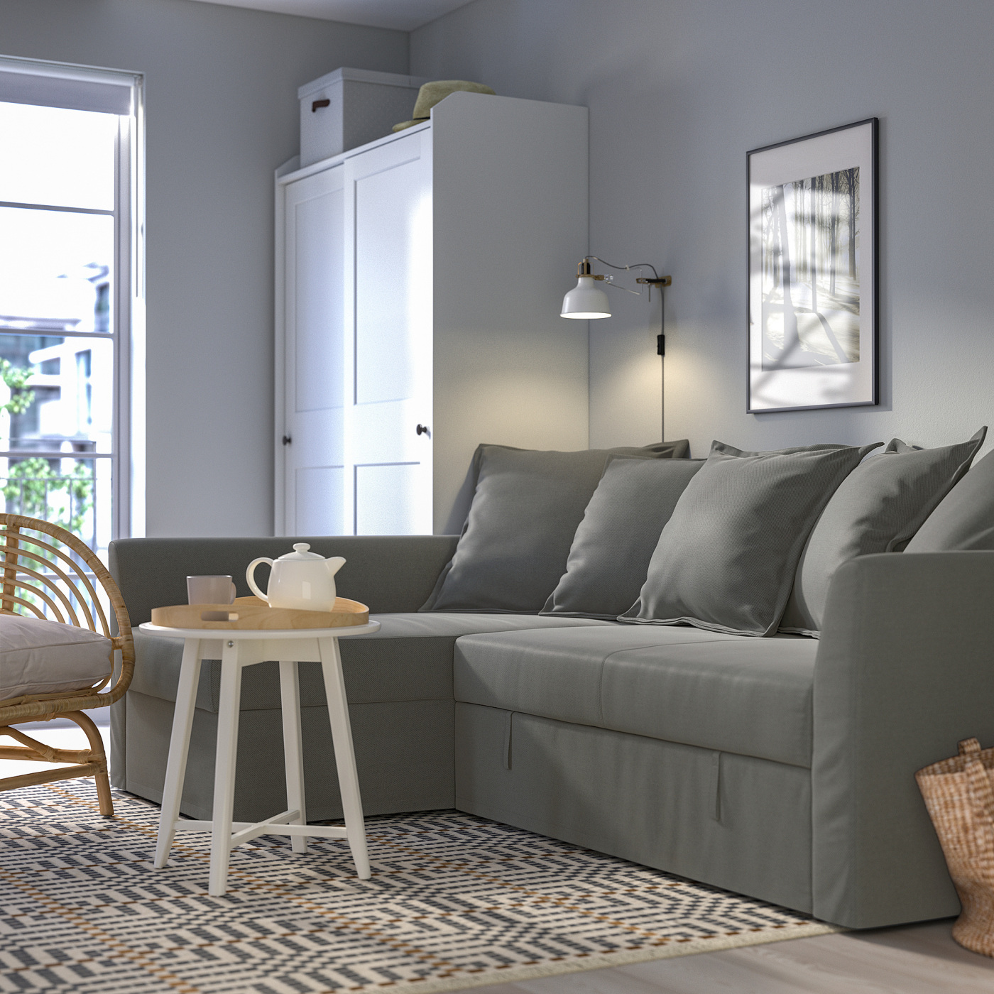 HOLMSUND 霍姆桑德转角沙发床布古达深灰色- IKEA