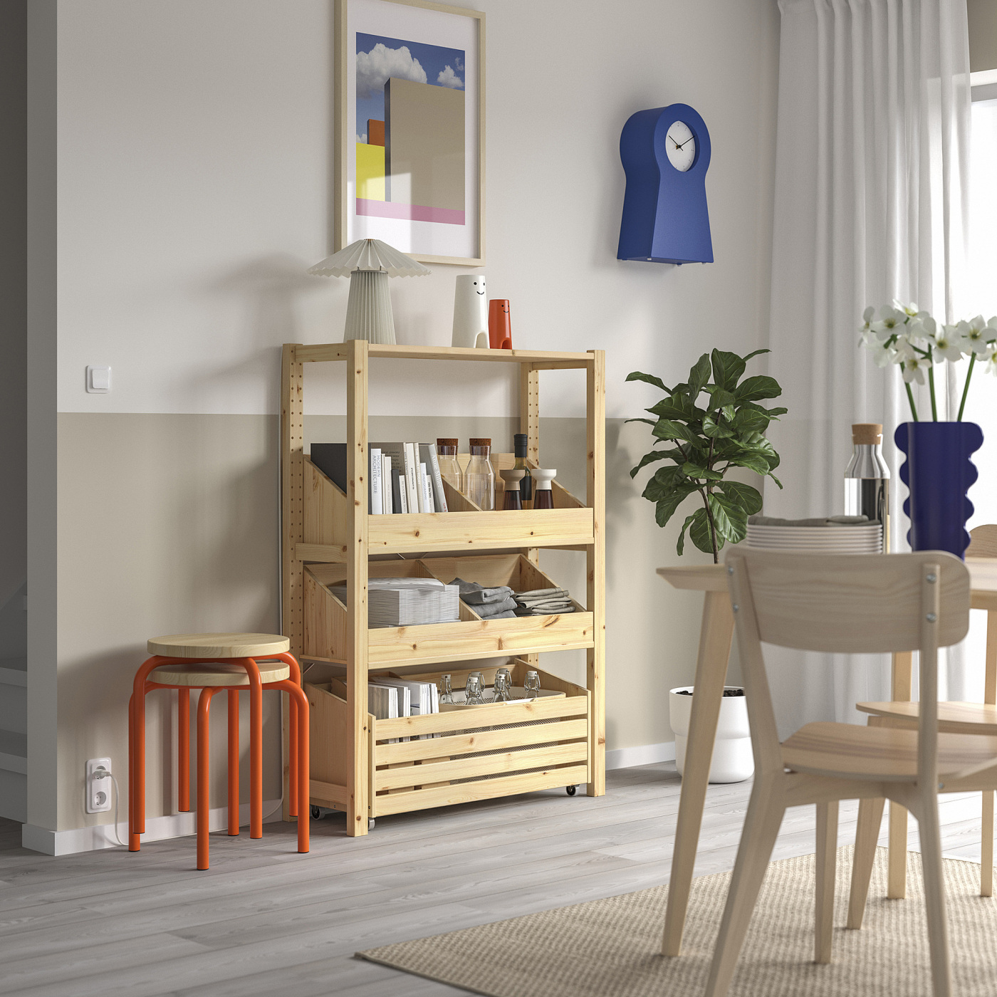 IVAR 伊娃搁架单元带2个储物盒搁板/松木- IKEA