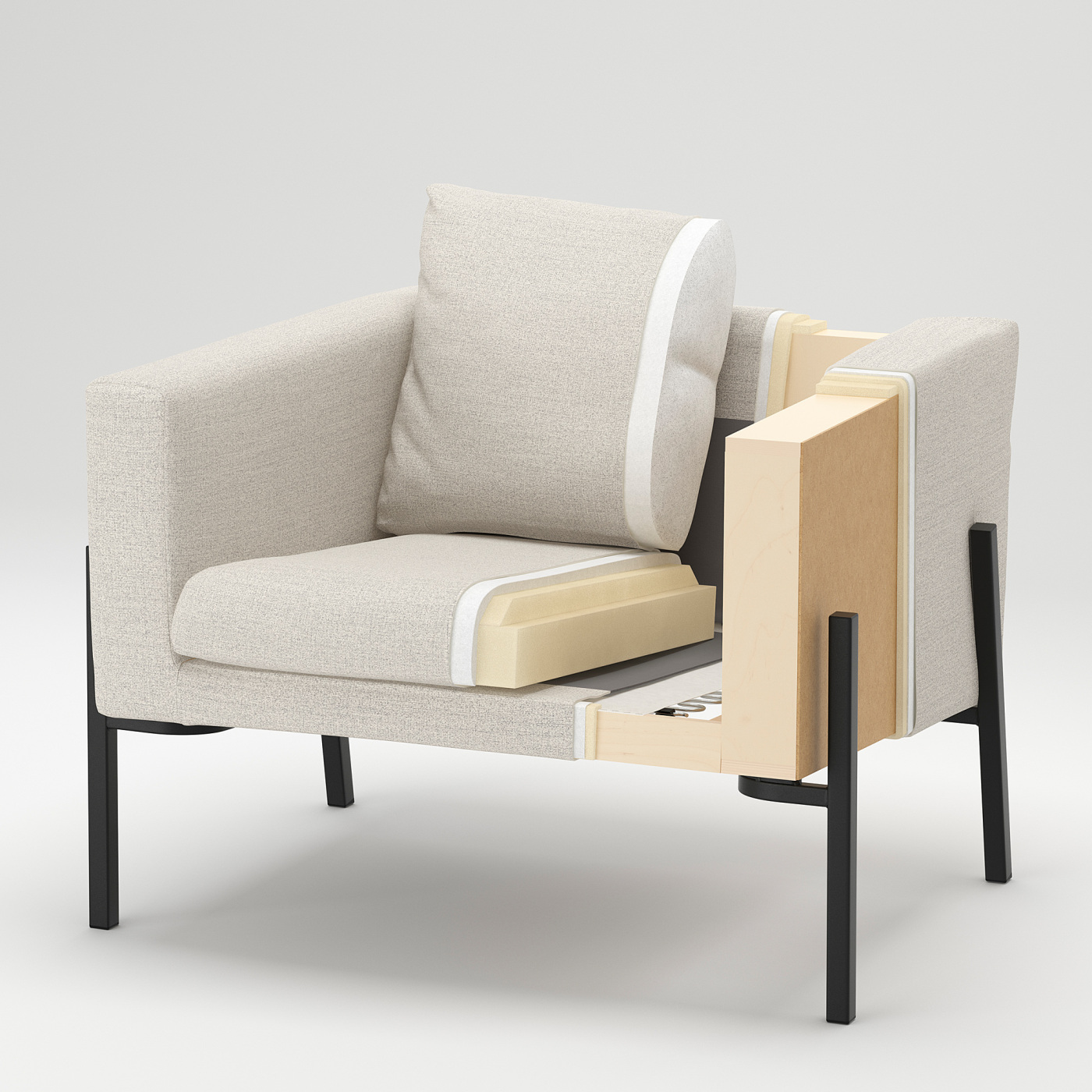 KOARP 克阿普单人沙发/扶手椅萨克斯玛拉蓝黑色/黑色- IKEA