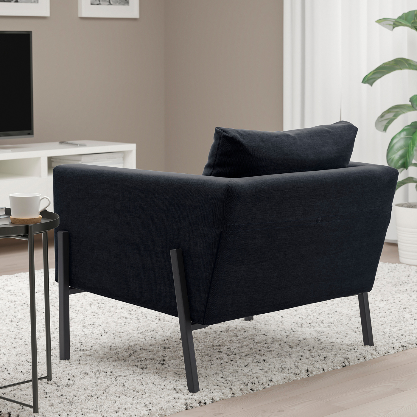 KOARP 克阿普单人沙发/扶手椅萨克斯玛拉蓝黑色/黑色- IKEA