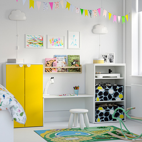 LASTARE storage combination white yellow/with bench - IKEA