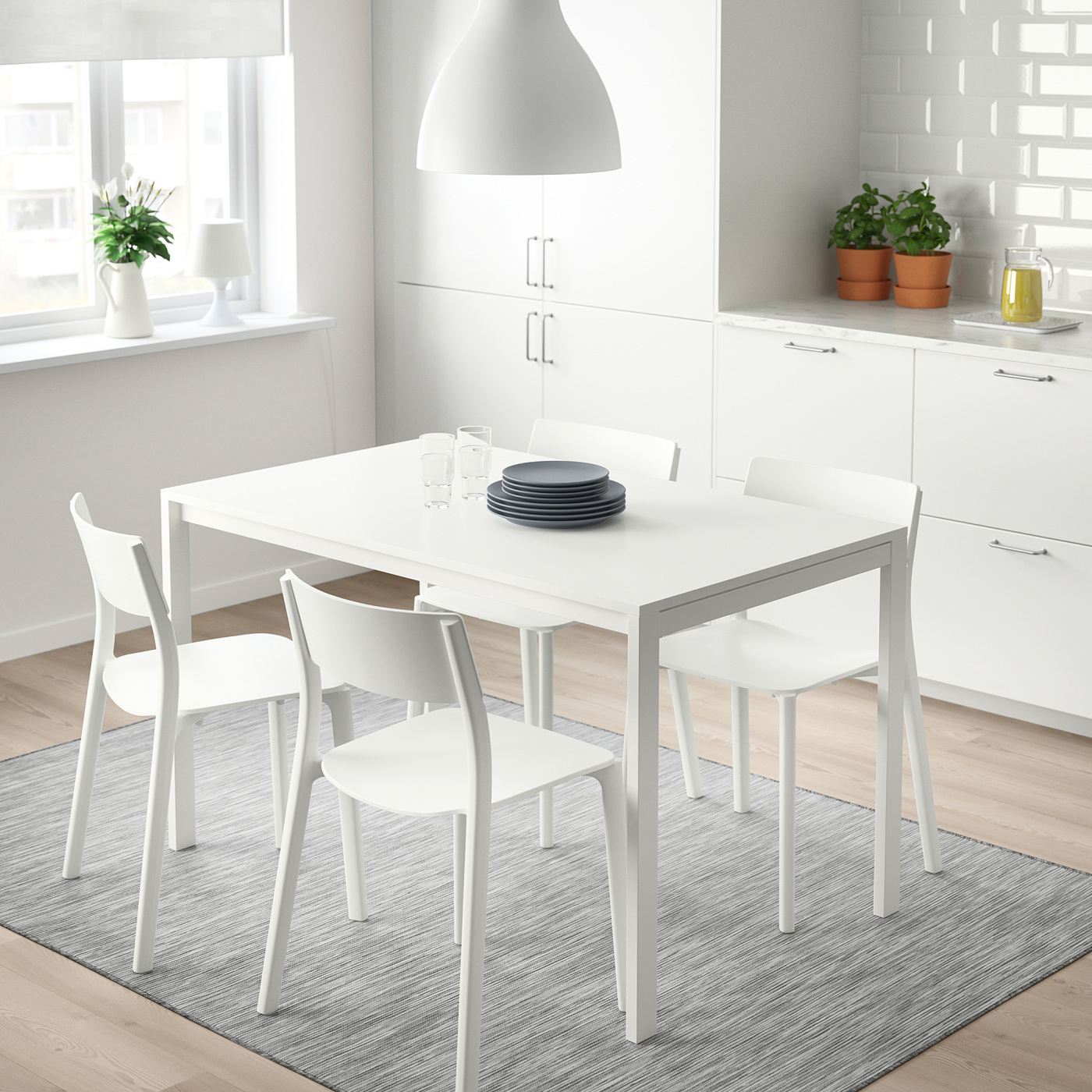 MELLTORP 麦托/ JANINGE 延宁一桌四椅白色/白色- IKEA