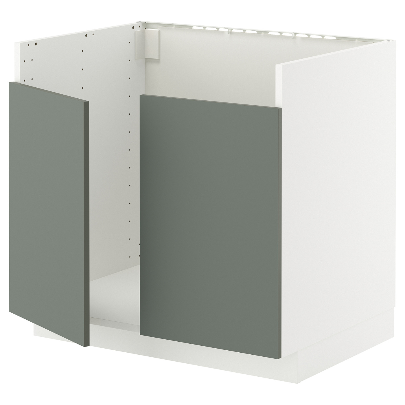 METOD 米多底柜，适用于HAVSEN 霍夫森双缸水槽白色/妮可博哑光灰色-绿色- IKEA