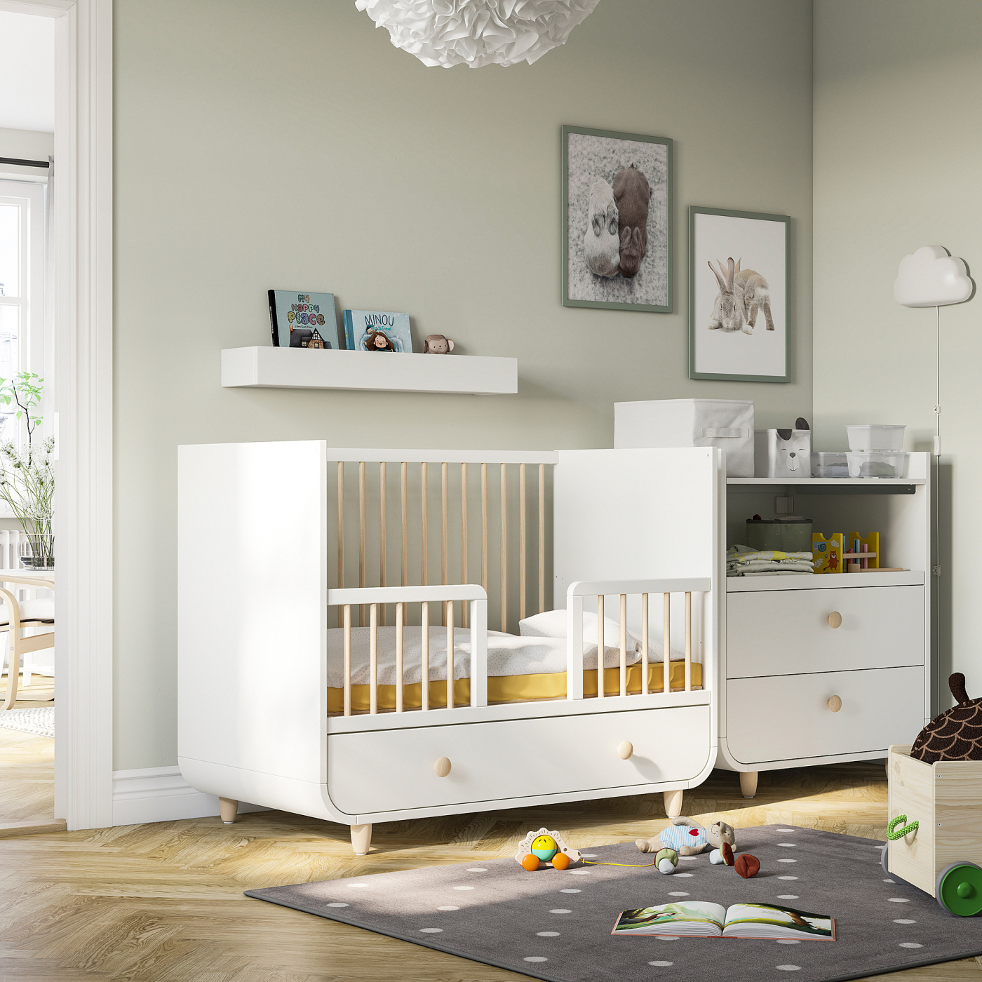 MYLLRA 穆尔拉带抽屉婴童床白色- IKEA
