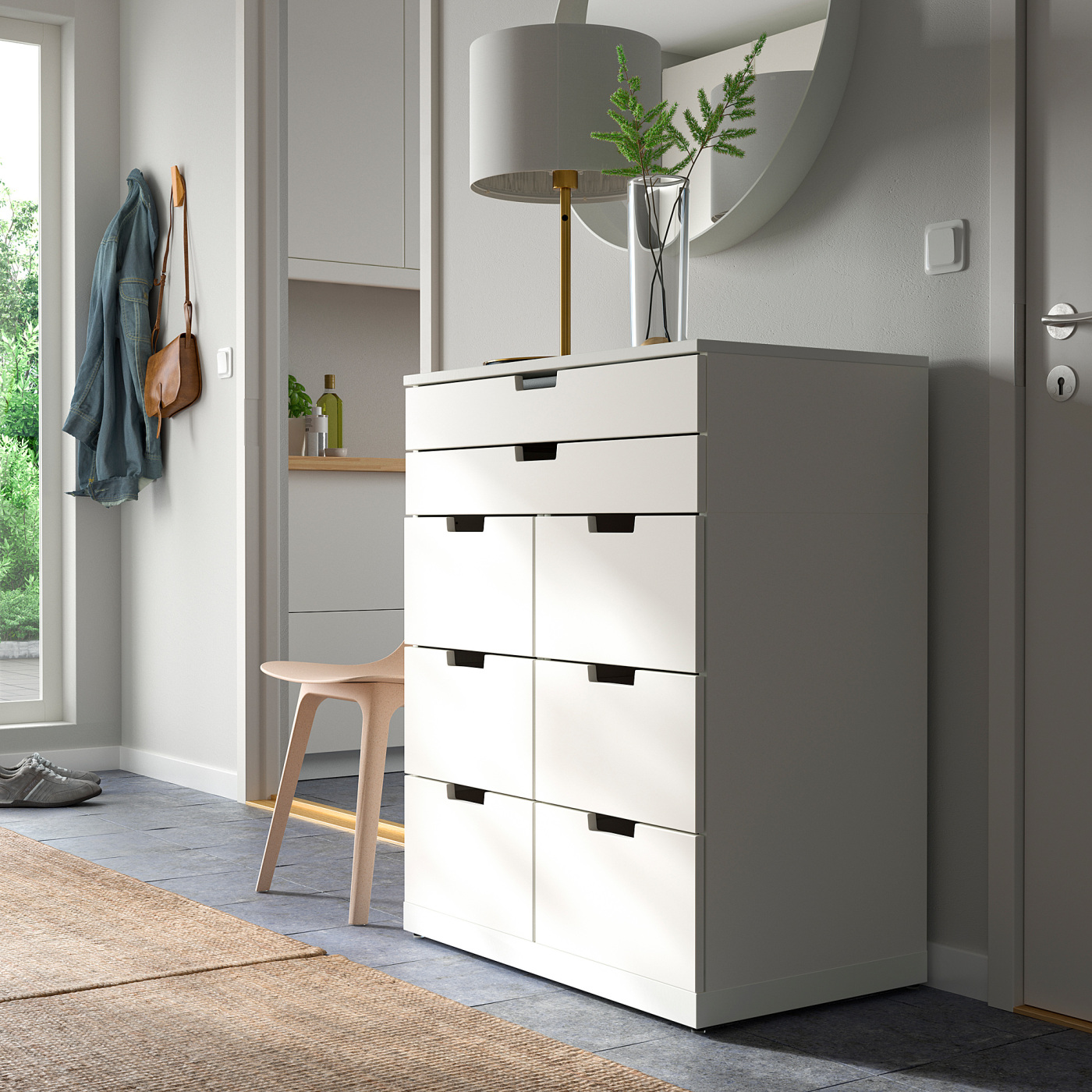 【april】IKEA ノールドリ 赤白黄 NORDLI 诺德里八斗抽屉柜白色- IKEA