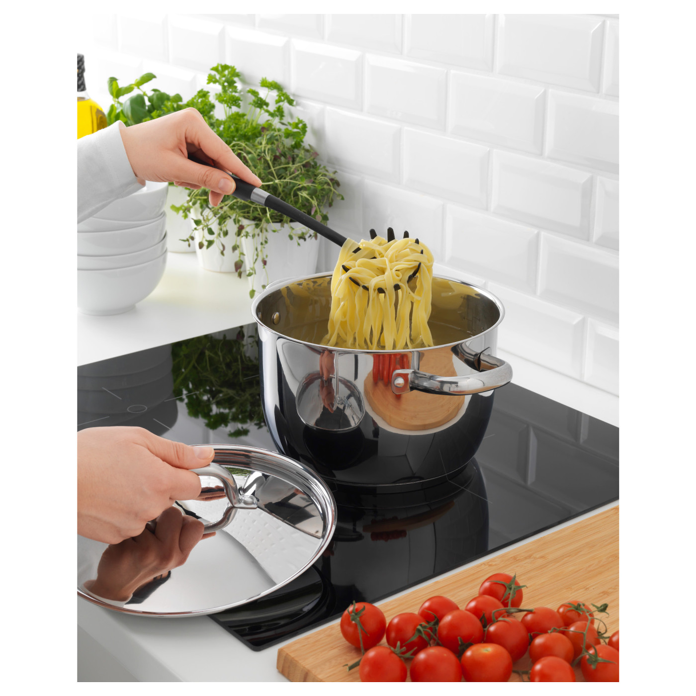 IKEA ３個セット 3L ふた付 両手鍋 オウムベルリグ OUMBÄRLIG 調理器具