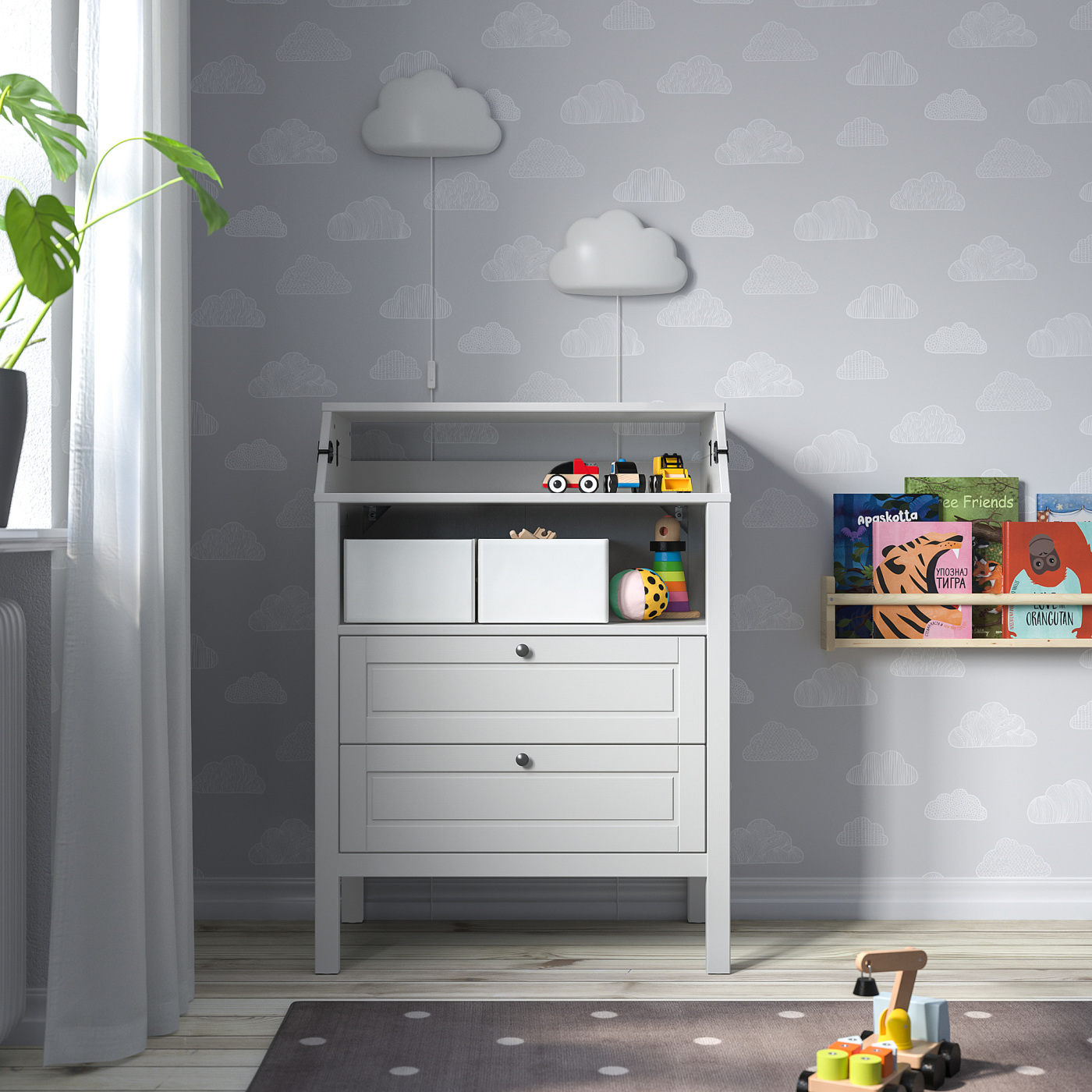 SUNDVIK スンドヴィーク おむつ替え台/チェスト, ホワイト - IKEA ※再 