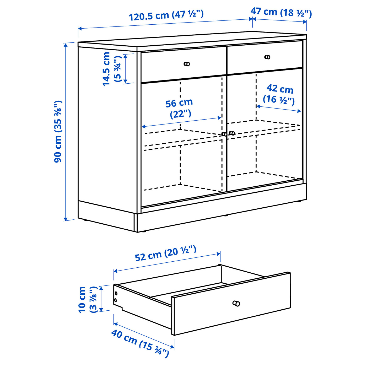 TONSTAD 图恩斯塔餐边柜褐色着色橡木贴面- IKEA