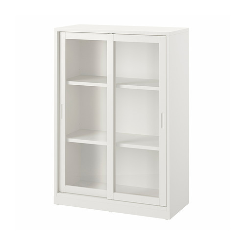 IKEA SYVDE cabinet with glass doors ② TONSTAD cabinet with sliding glass doors off-white - IKEA