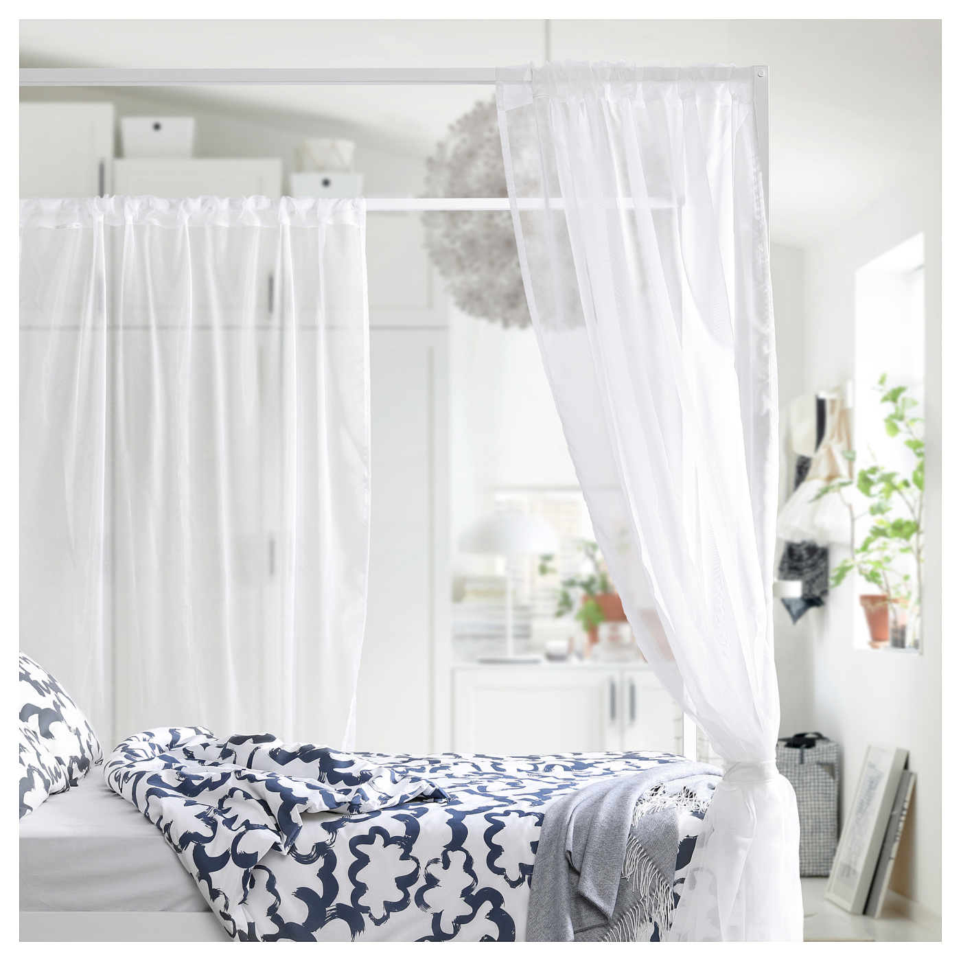 VITARNA 维塔纳四柱床架白色/鲁瑞- IKEA