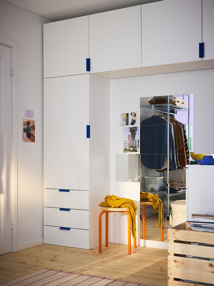 PLATSA wardrobe with 5 doors+3 drawers white/Fonnes white - IKEA