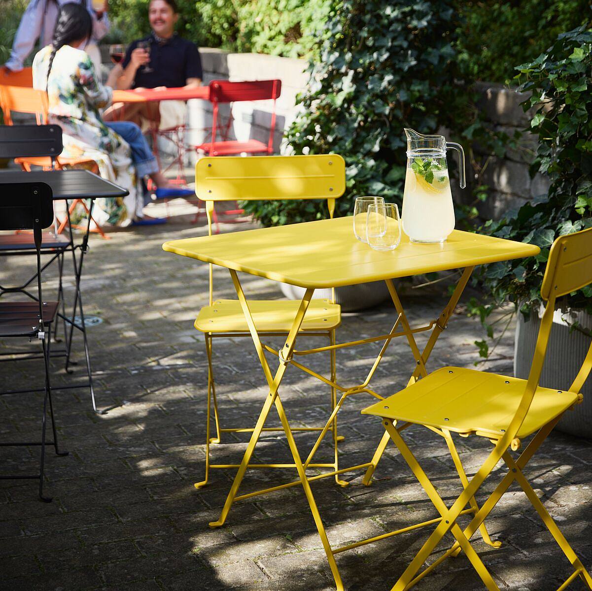 SUNDSÖ folding chair bright yellow outdoor - IKEA