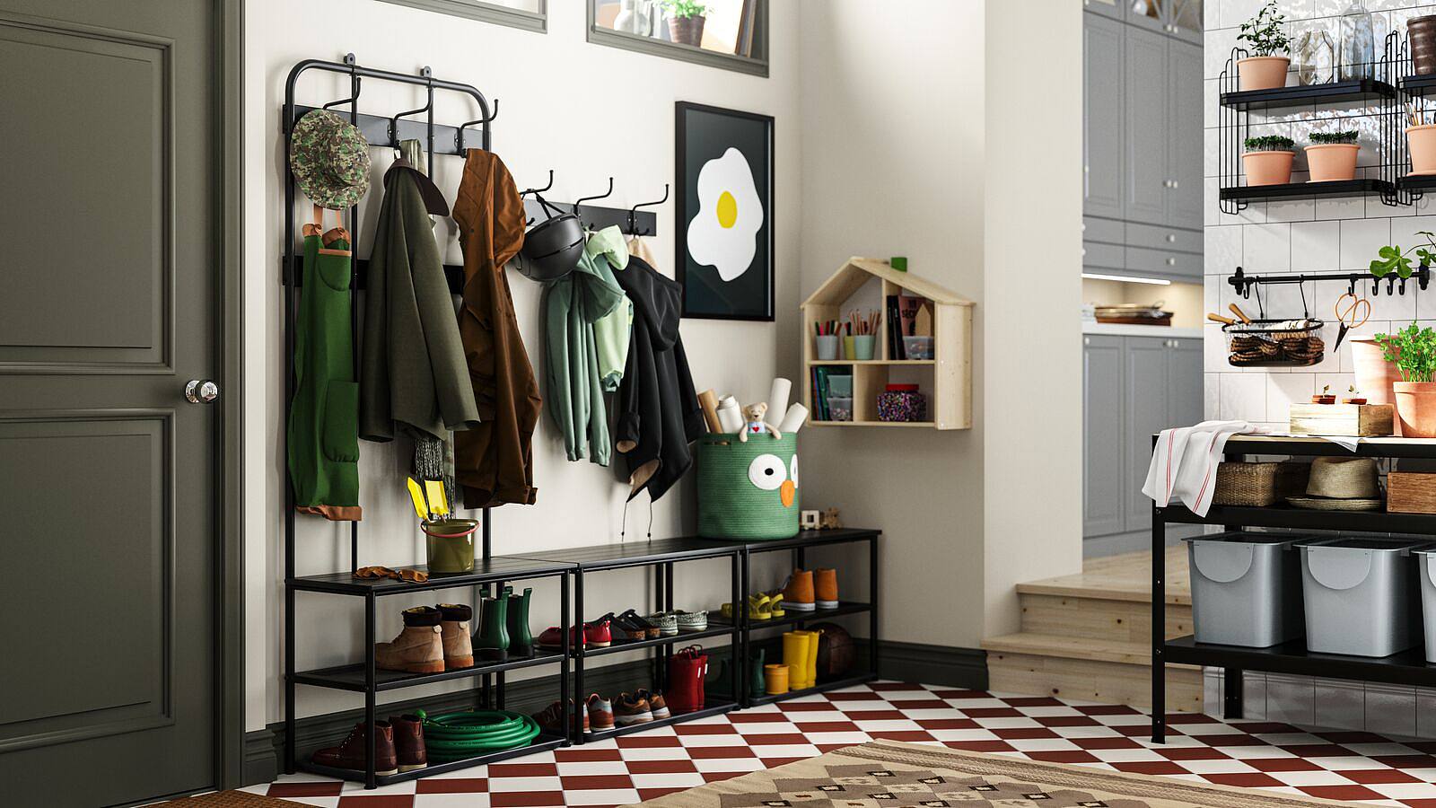 PINNIG rack with 3 hooks black - IKEA