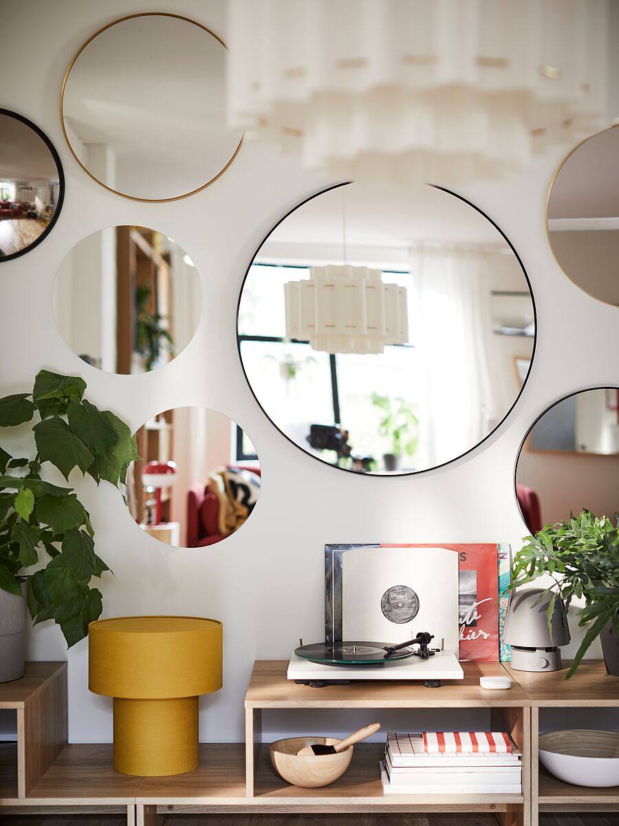 RÅMEBO mirror gold-colour - IKEA