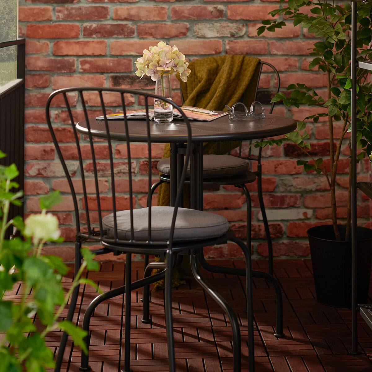 LÄCKÖ table+2 chairs, outdoor grey - IKEA
