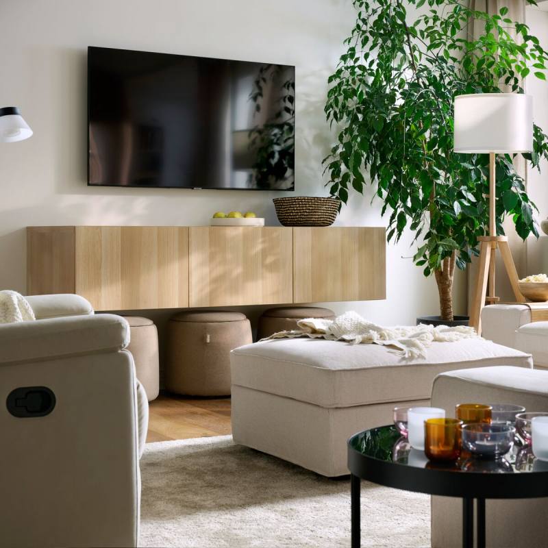 GAMLEHULT footstool with storage rattan/anthracite - IKEA