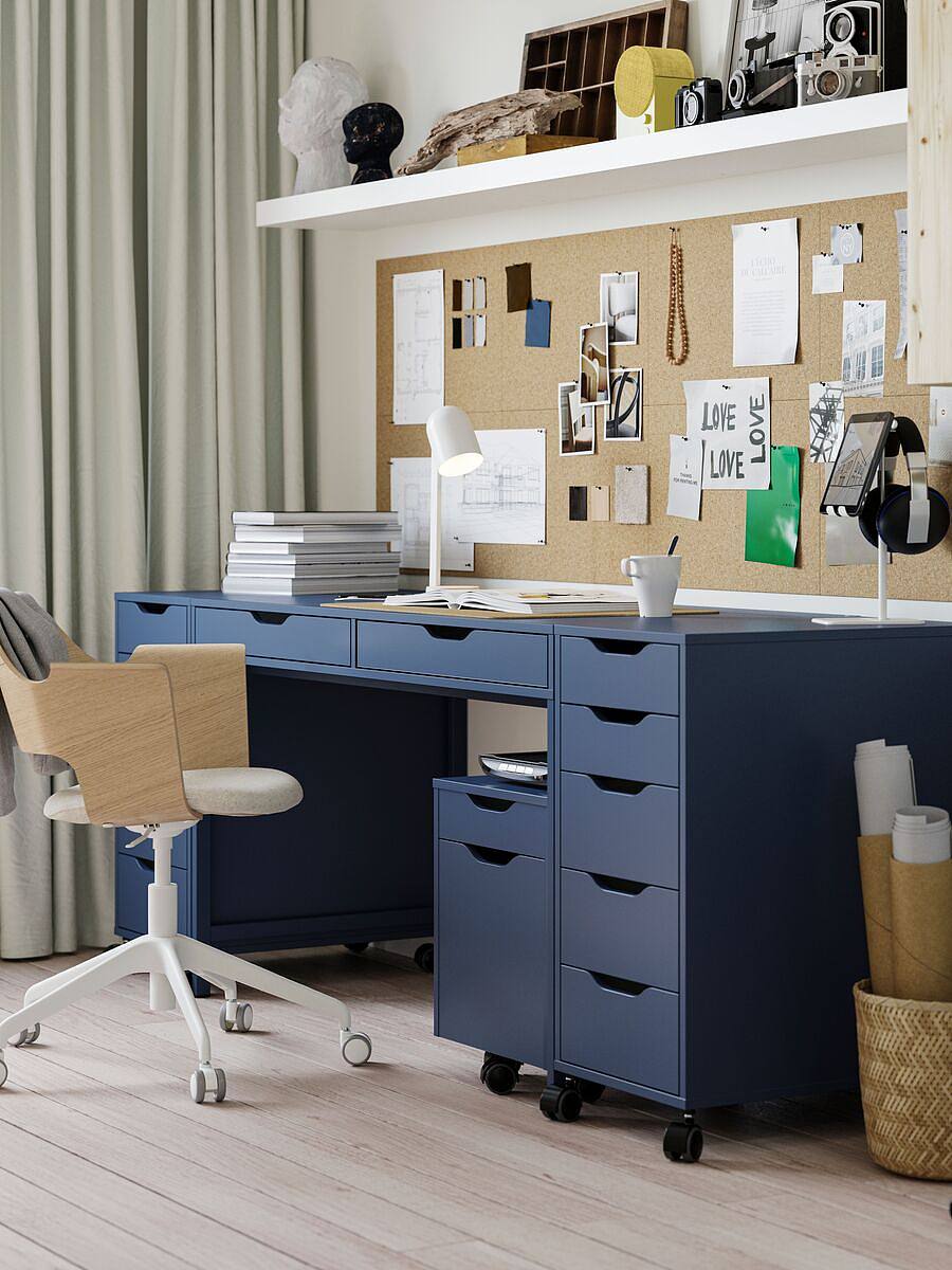 HAUGA desk beige - IKEA