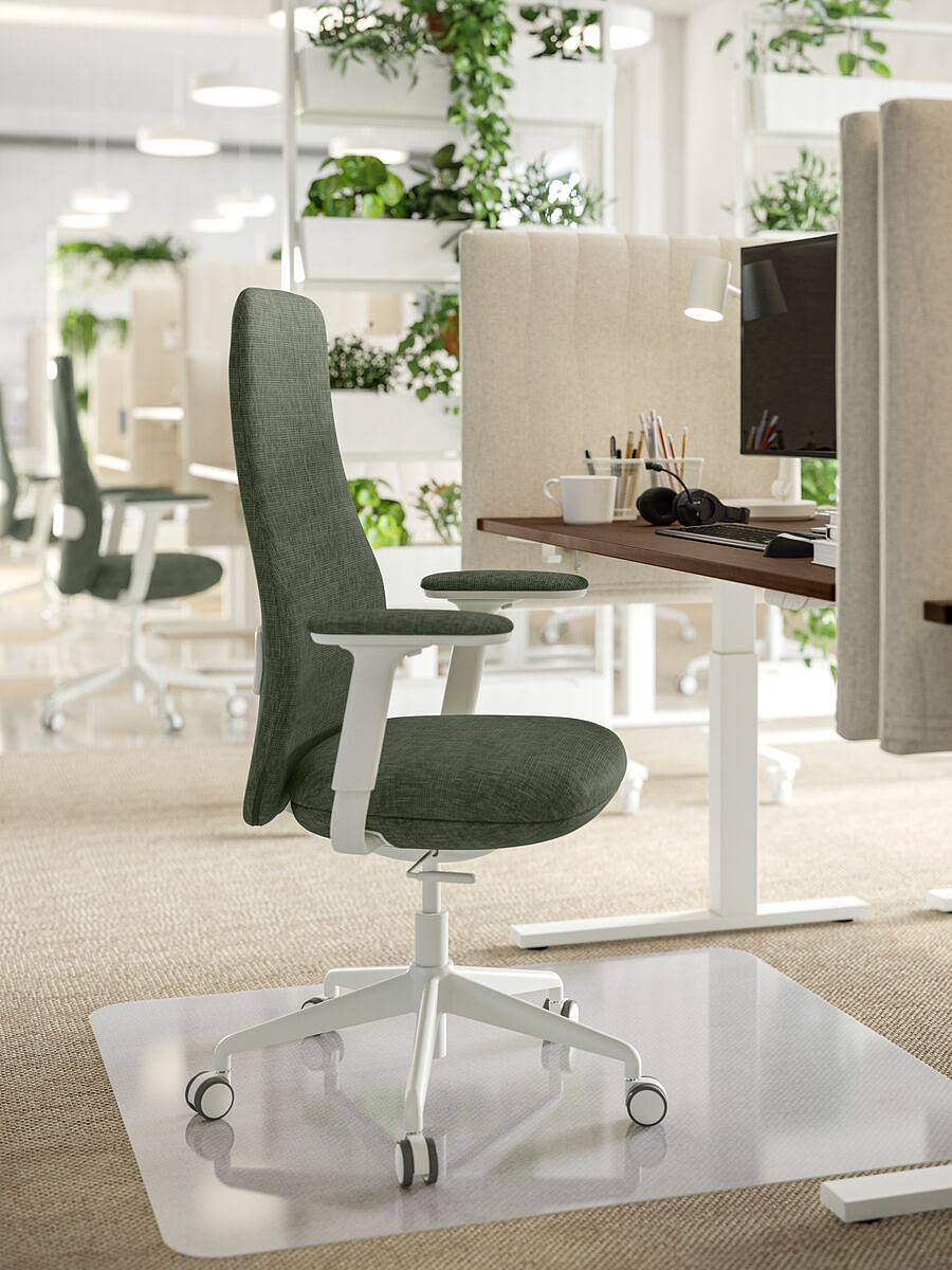 GRÖNFJÄLL office chair with armrests Letafors grey-green/white - IKEA